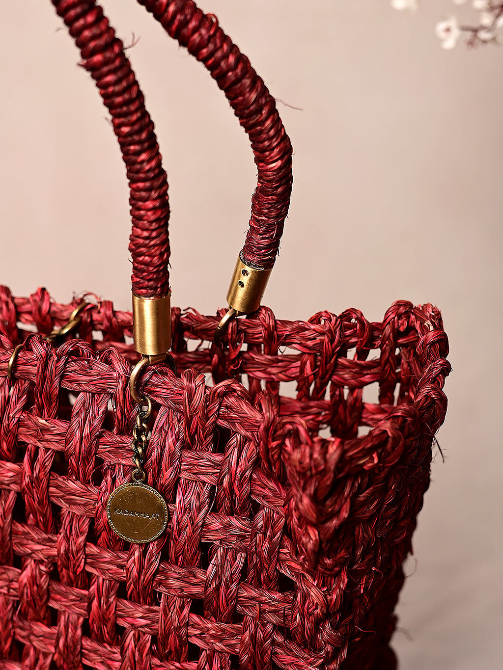 Vegan Handmade Sabai Grass Bag - Wine