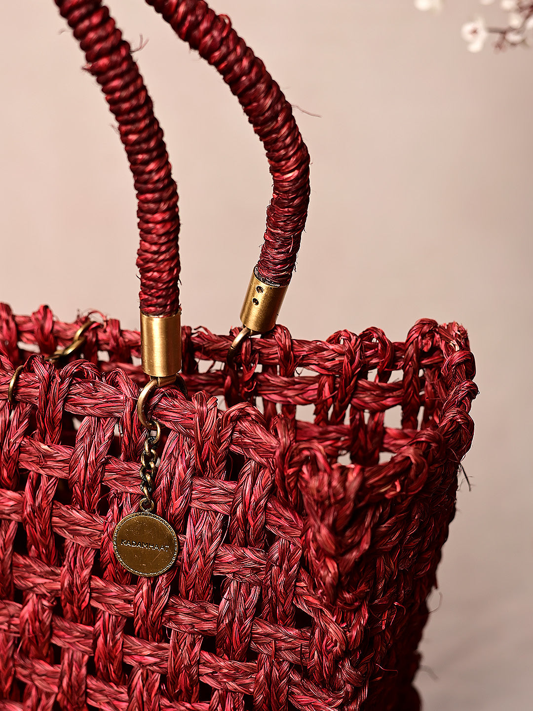 Vegan Handmade Sabai Grass Bag - Wine