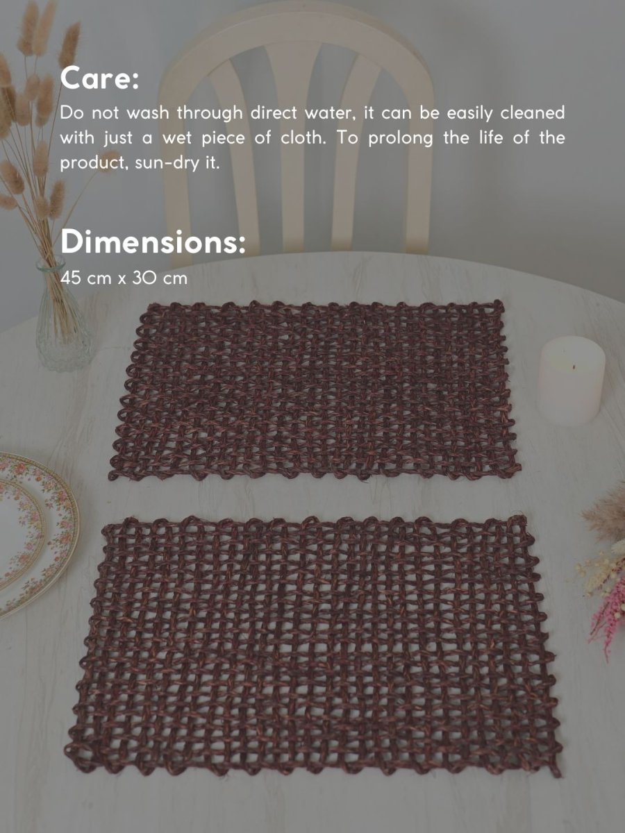 Handmade Sabai Grass Table Mat - Rectangular Set of  6, Brown