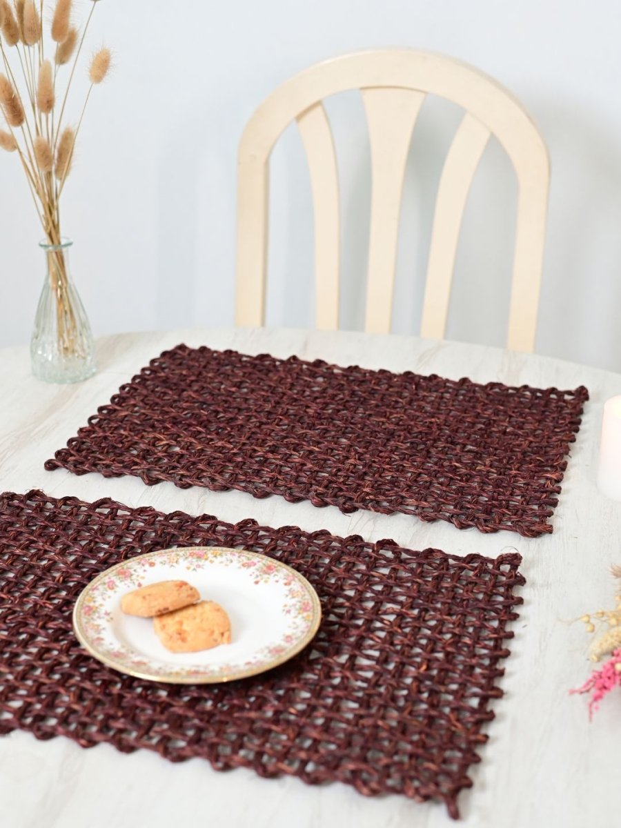 Handmade Sabai Grass Table Mat - Rectangular Set of  6, Brown