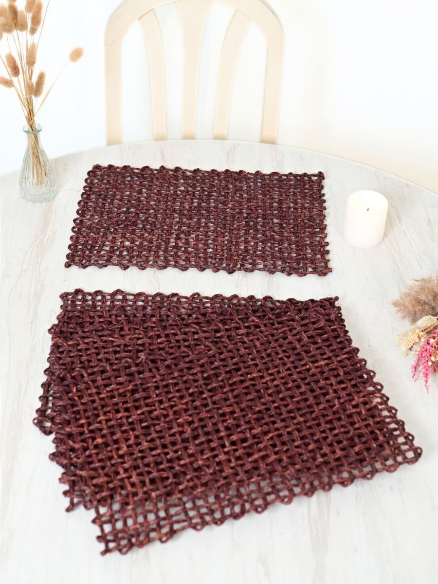 Handmade Sabai Grass Table Mat - Rectangular Set of  6, Brown