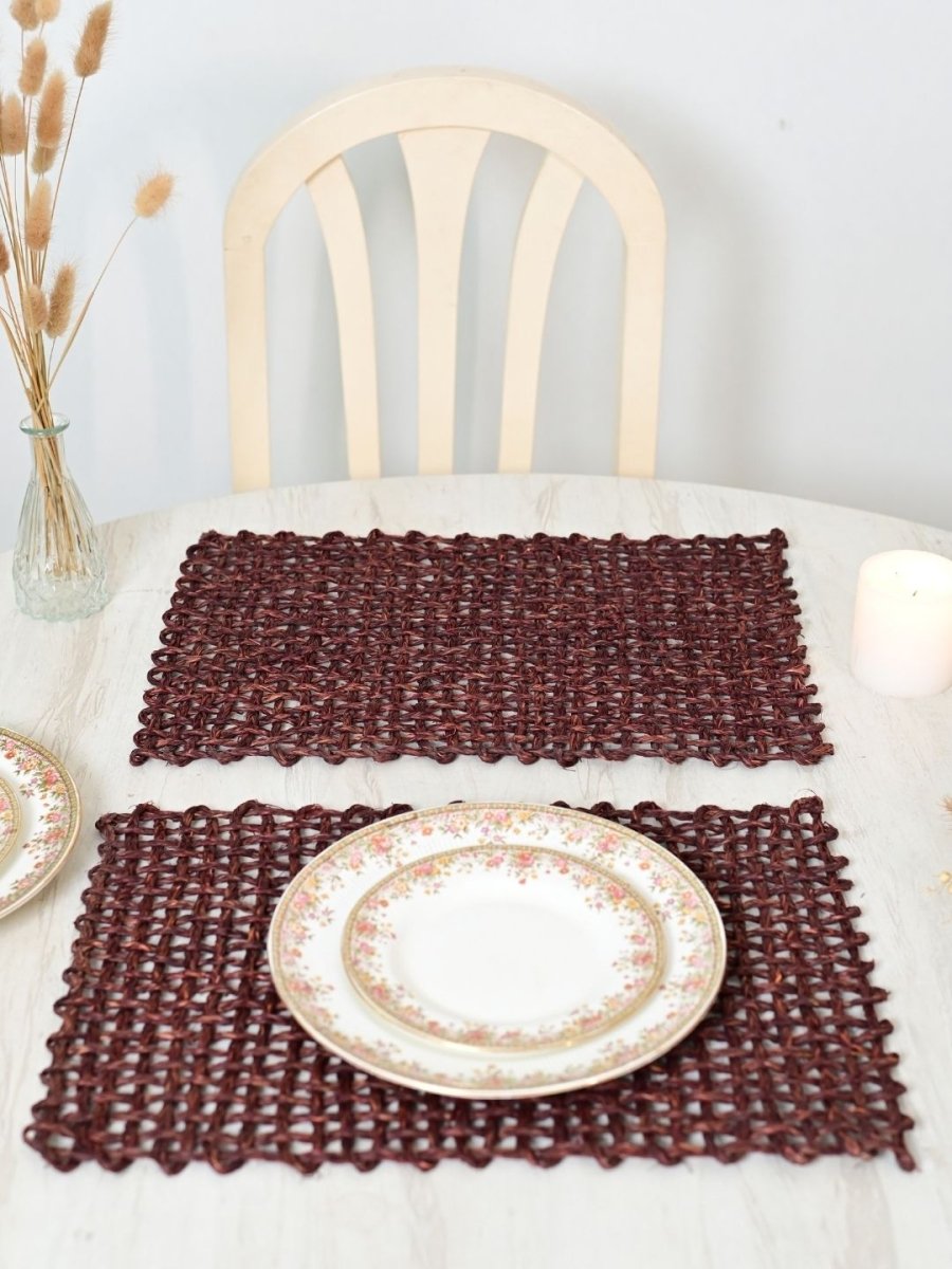 Handmade Sabai Grass Table Mat - Rectangular Set of  6, Brown