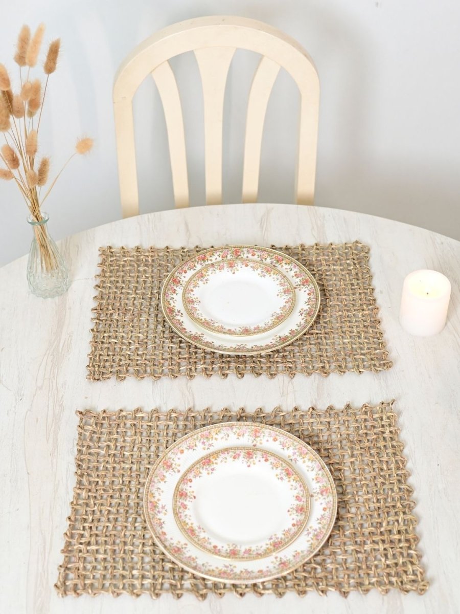 Handmade Sabai Grass Table Mat - Rectangular Set of  6, Natural
