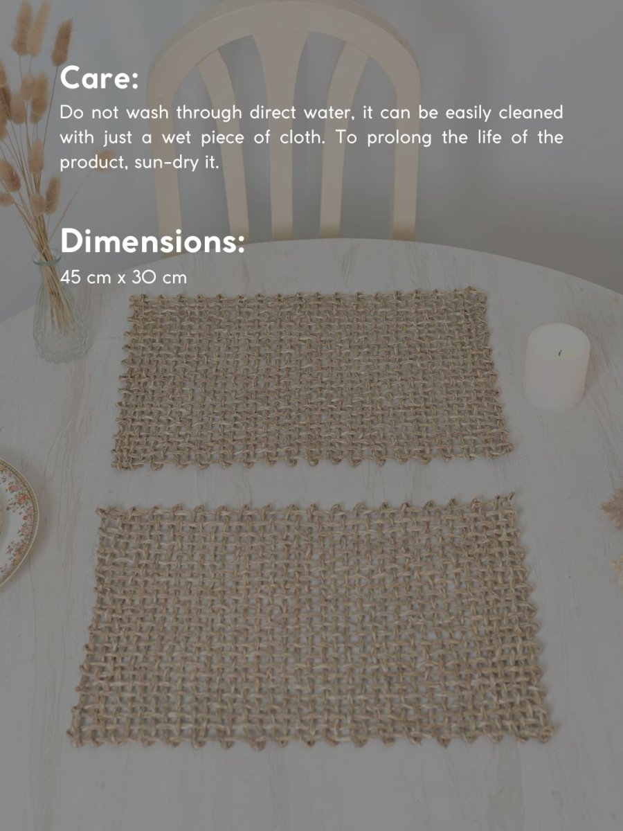 Handmade Sabai Grass Table Mat - Rectangular Set of  6, Natural