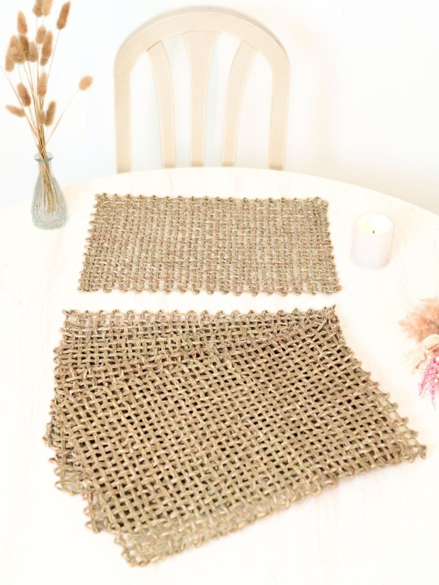Handmade Sabai Grass Table Mat - Rectangular Set of  6, Natural