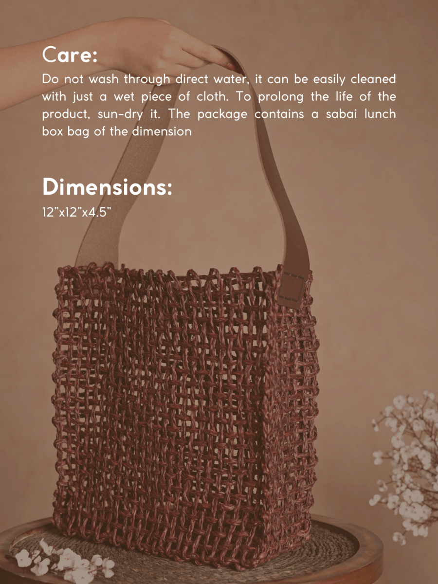 Handmade Sabai Grass Uno Mesh Bag - Brown