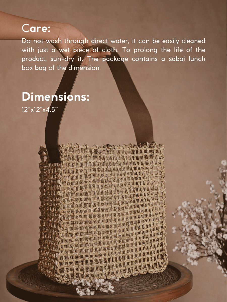 Handmade Sabai Grass Uno Mesh Bag - Natural