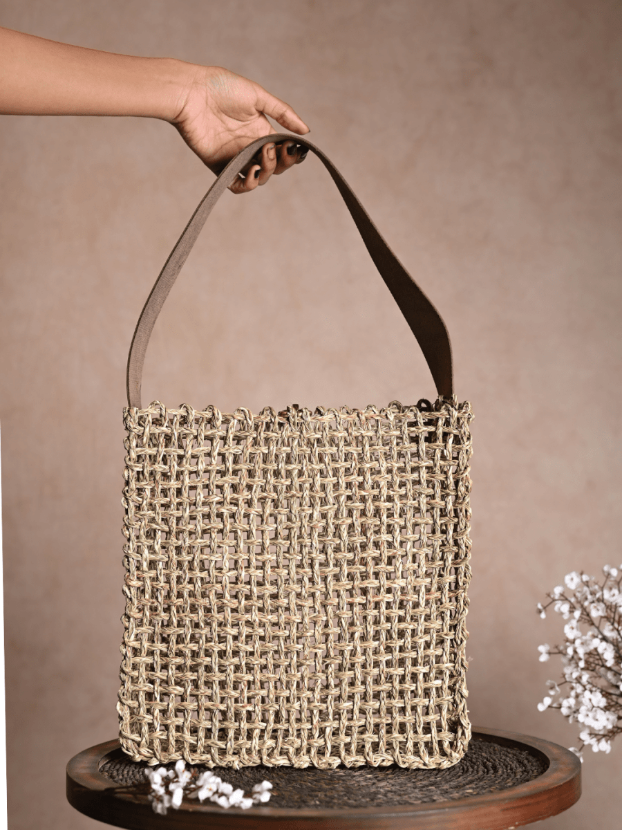 Handmade Sabai Grass Uno Mesh Bag - Natural