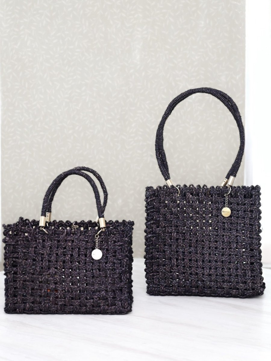 Vegan handmade sabai grass bag - black