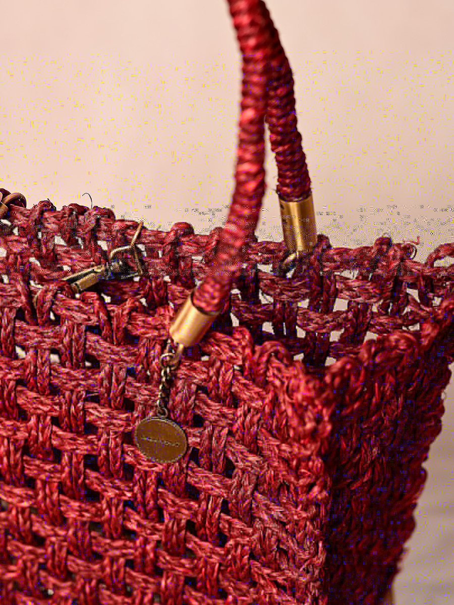 Vegan Handmade Sabai Grass Bag - Wine